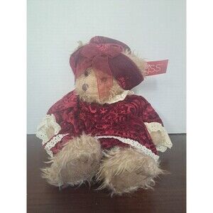 Russ Berrie Alexanra In Marroon Velveteen Dress 11in Plush